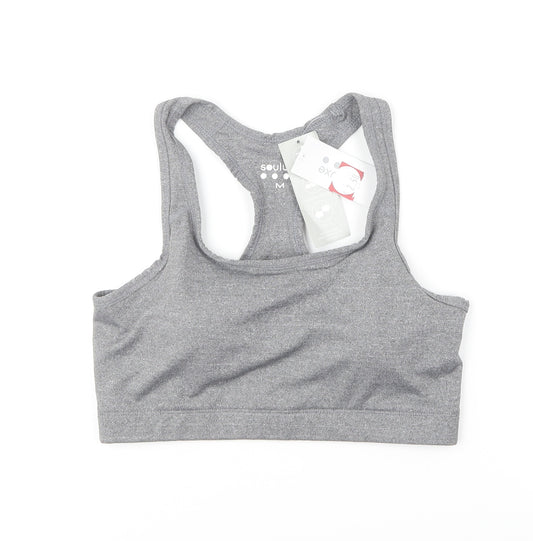 Matalan Womens Grey Polyester Cropped T-Shirt Size M Round Neck Pullover - Sports Bra
