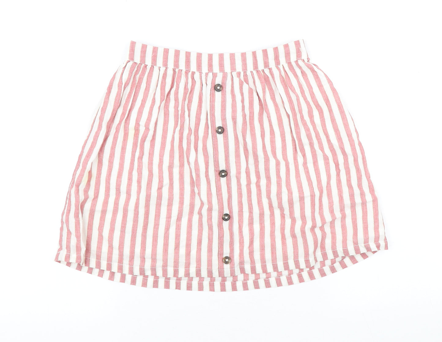 F&F Girls Multicoloured Striped Cotton A-Line Skirt Size 8-9 Years Regular Pull On
