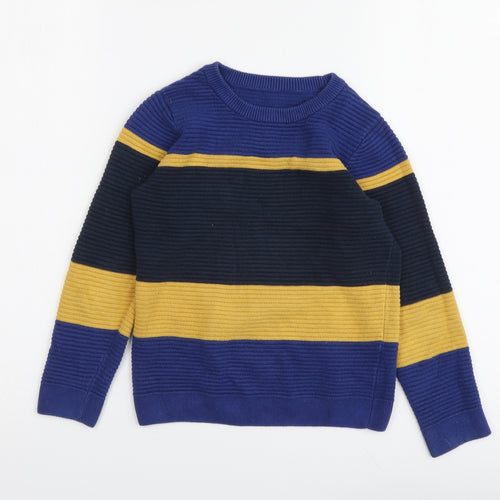 Dunnes Stores Boys Multicoloured Round Neck Striped Cotton Pullover Jumper Size 6-7 Years Pullover