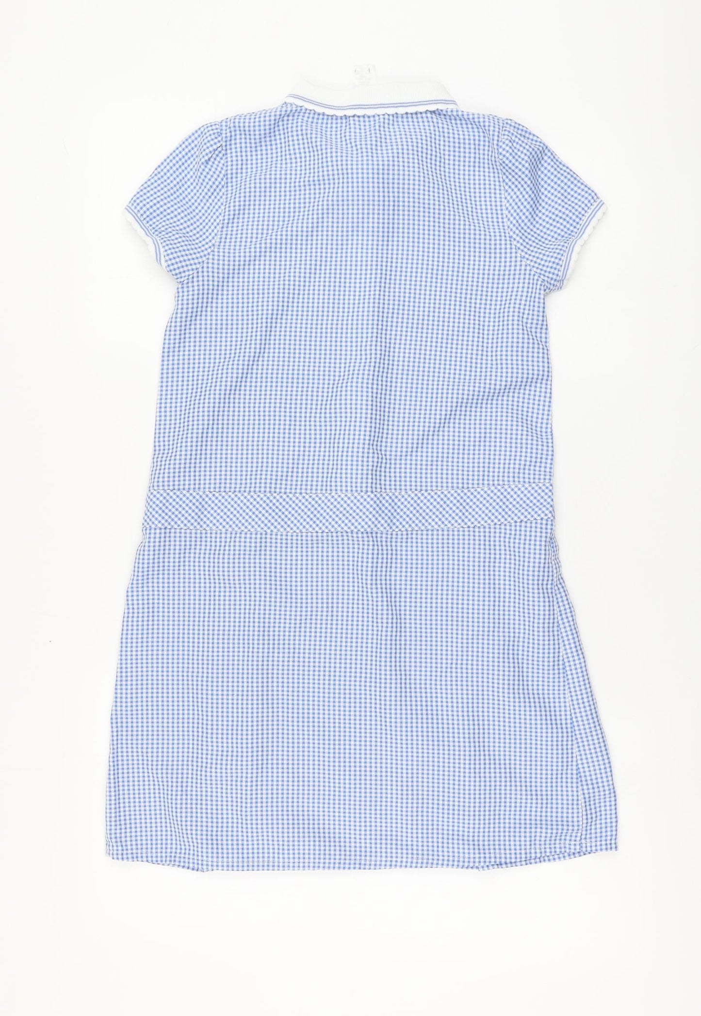 F&F Girls Blue Check Cotton A-Line Size 10-11 Years Collared