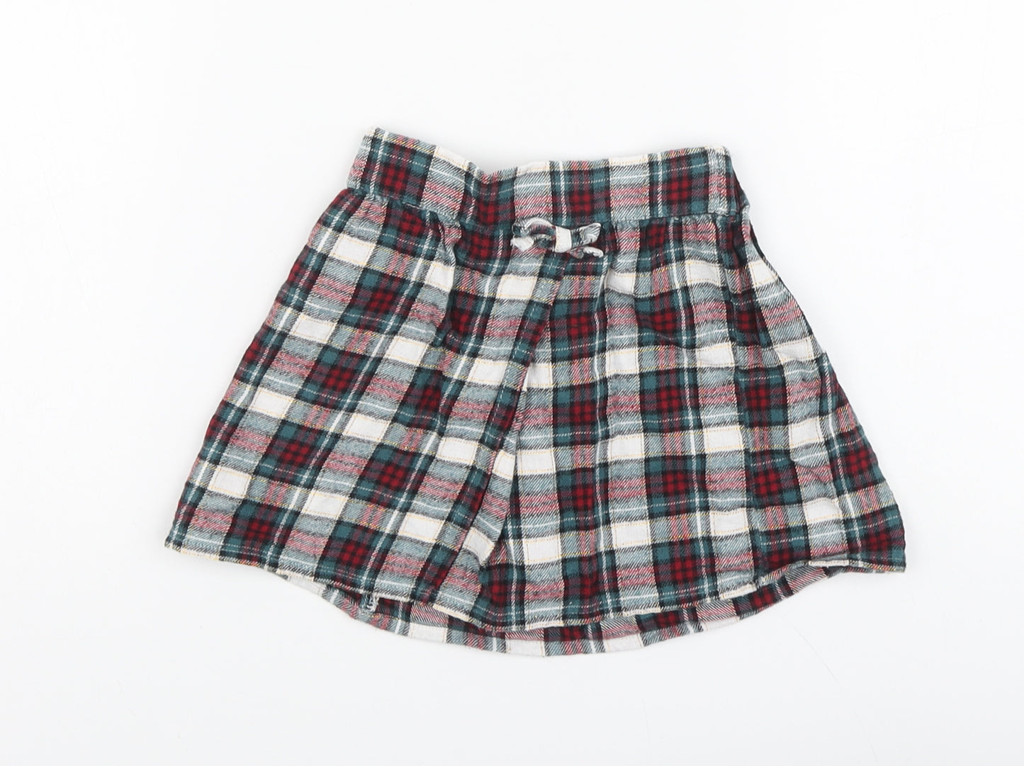 George Girls Green Plaid Cotton Skater Skirt Size 2-3 Years Regular Pull On