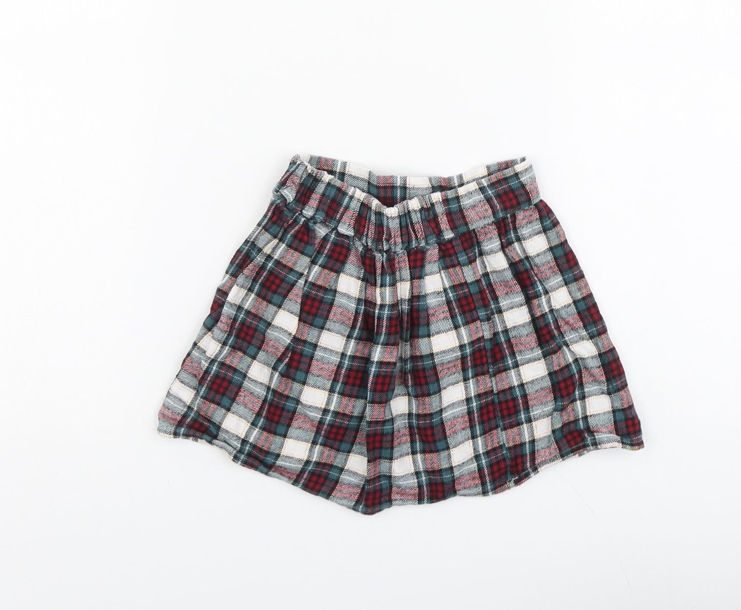 George Girls Green Plaid Cotton Skater Skirt Size 2-3 Years Regular Pull On