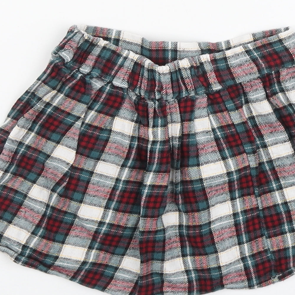 George Girls Green Plaid Cotton Skater Skirt Size 2-3 Years Regular Pull On