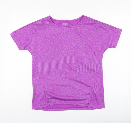 Dunnes Stores Womens Purple Polyester Basic T-Shirt Size XS Round Neck
