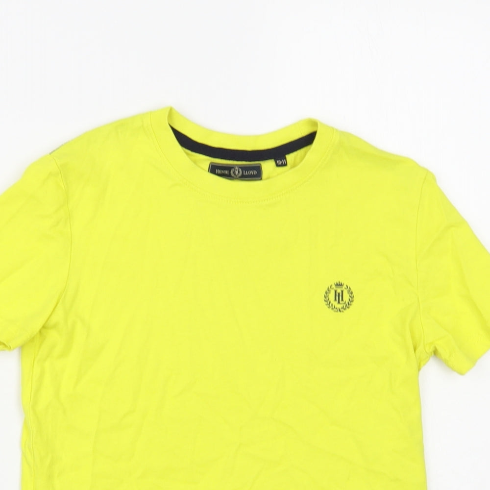 Henri Lloyd Boys Yellow Cotton Pullover T-Shirt Size 10-11 Years Crew Neck Pullover