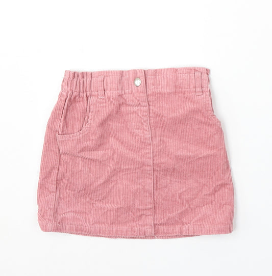 Primark Girls Pink Polyester A-Line Skirt Size 4-5 Years Regular Button