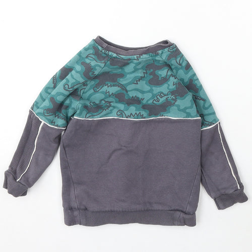 George Boys Grey Geometric Cotton Pullover Sweatshirt Size 2-3 Years - Dinosaur