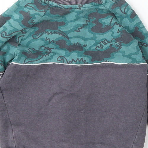 George Boys Grey Geometric Cotton Pullover Sweatshirt Size 2-3 Years - Dinosaur