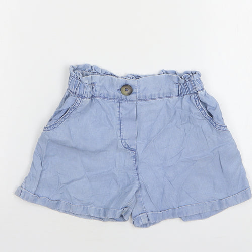 Dunnes Stores Girls Blue Lyocell Mom Shorts Size 6 Years Regular Buckle