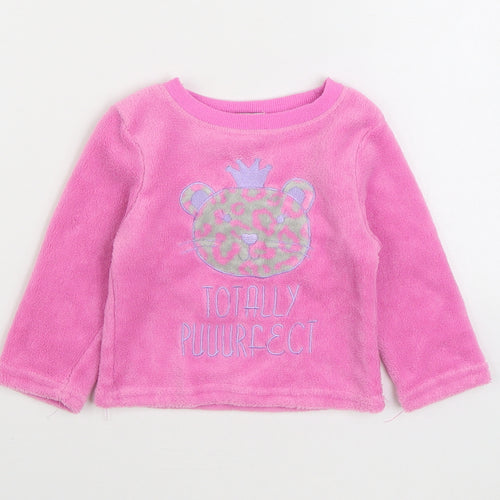 Crafted Girls Pink Solid Polyester Cami Pyjama Top Size 12-18 Months Pullover - Cat Lounge Top