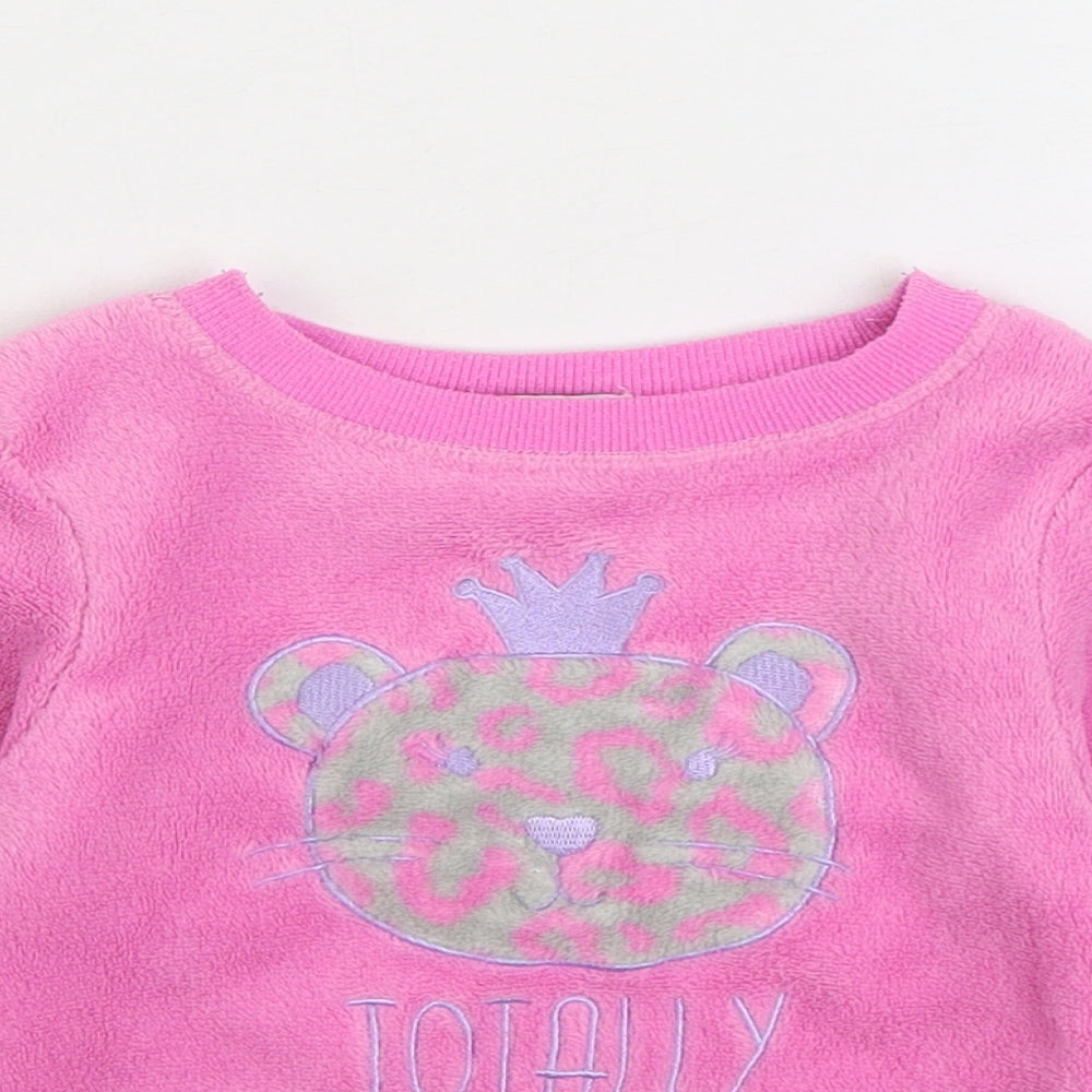 Crafted Girls Pink Solid Polyester Cami Pyjama Top Size 12-18 Months Pullover - Cat Lounge Top