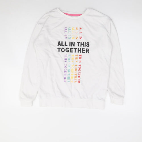 Primark Girls White Cotton Pullover Sweatshirt Size 12-13 Years Pullover - All In This Together Rainbow