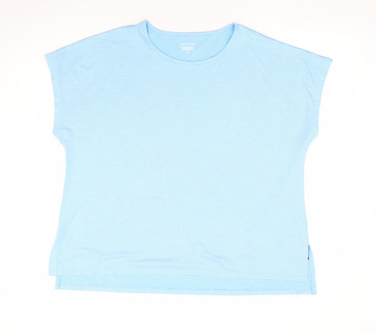 Dunnes Stores Womens Blue 100% Polyester Basic T-Shirt Size XL Round Neck Pullover