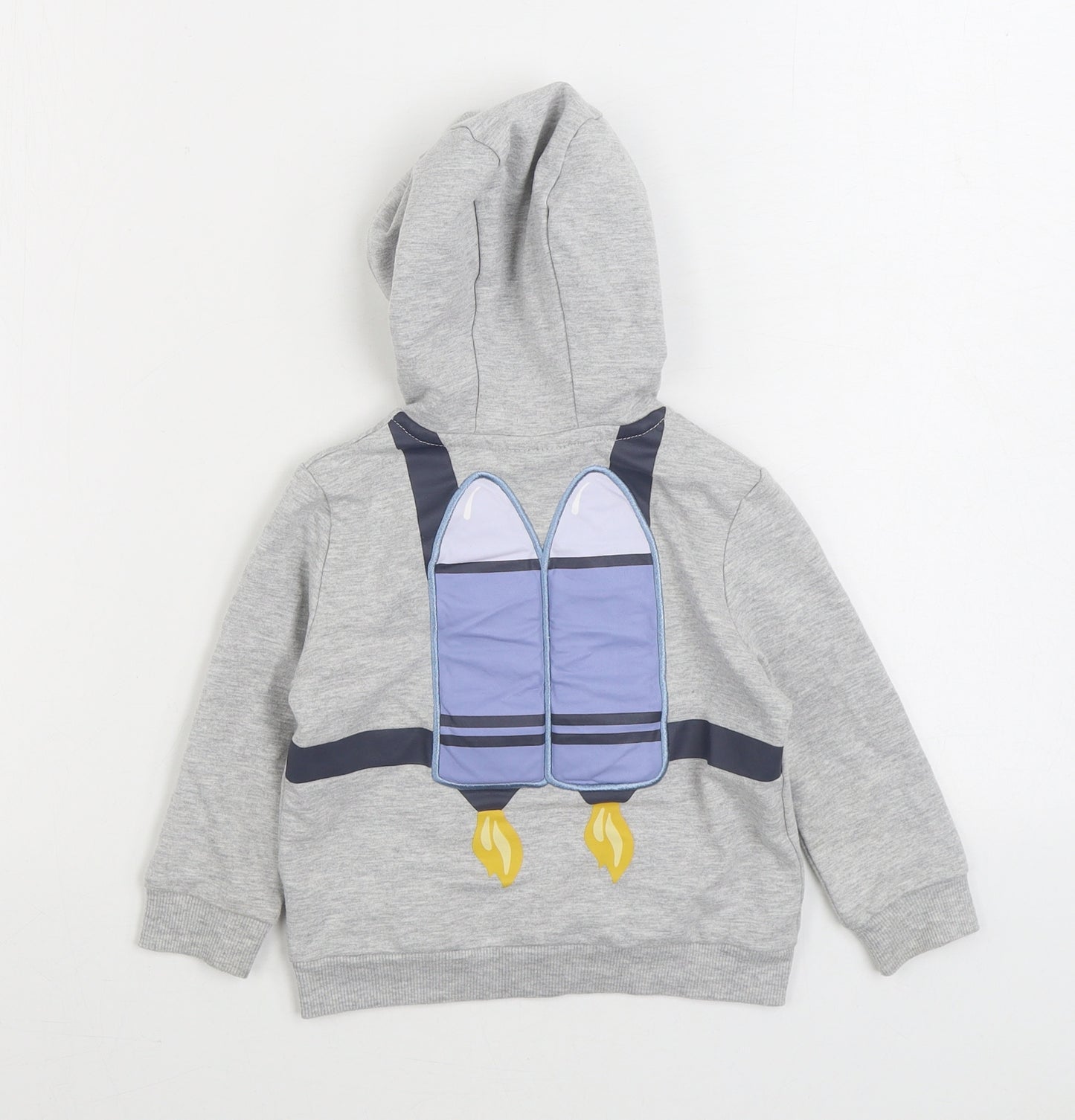 Jarvis Archer Boys Grey Cotton Pullover Hoodie Size 2 Years Pullover - Space Rocket Backpack