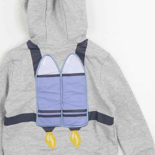Jarvis Archer Boys Grey Cotton Pullover Hoodie Size 2 Years Pullover - Space Rocket Backpack