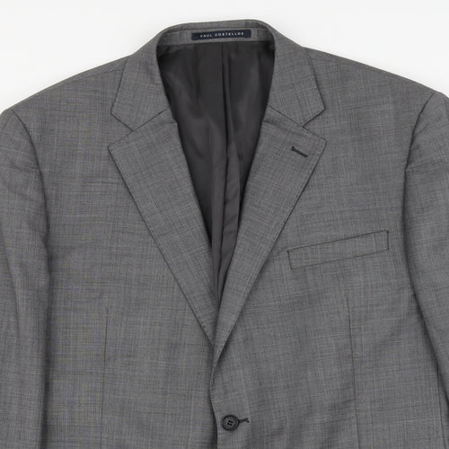 Paul Costelloe Mens Grey Wool Jacket Suit Jacket Size L