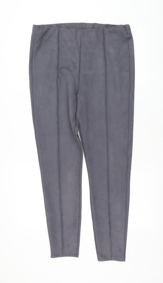 New Look Womens Grey Polyester Capri Leggings Size 14 L27 in
