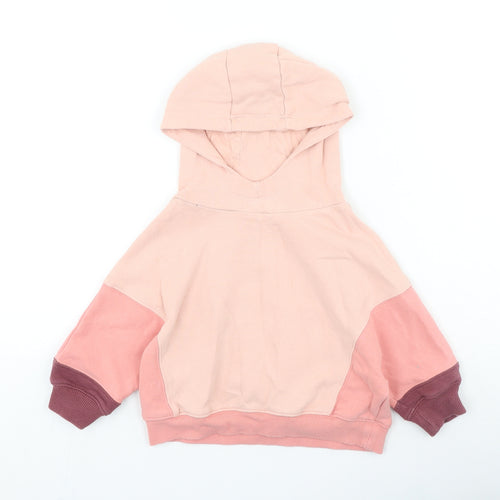NEXT Girls Pink Cotton Henley Hoodie Size 3 Years Pullover