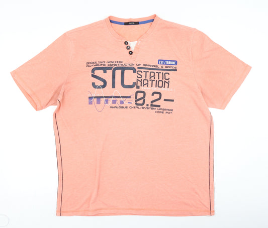 George Mens Orange Polyester T-Shirt Size L Round Neck - Static nation