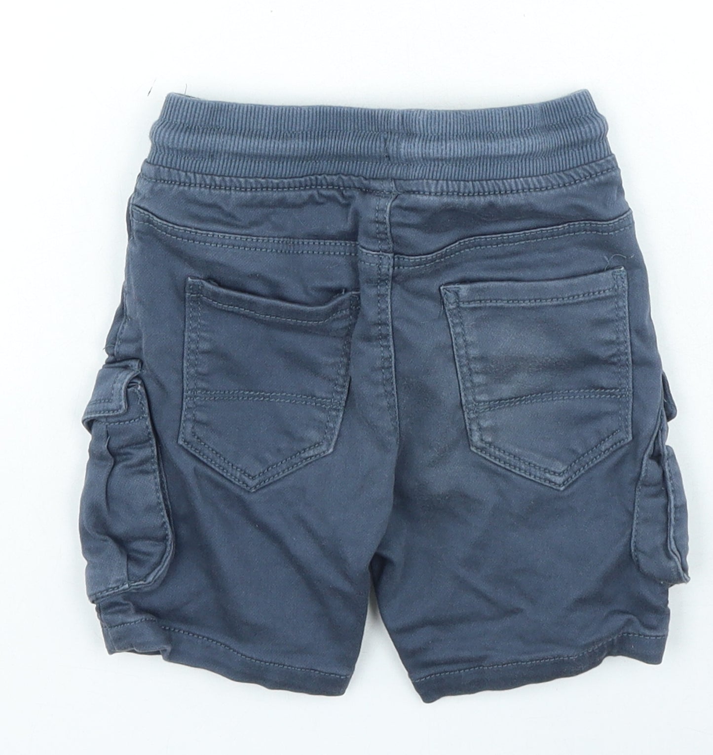 TU Boys Blue Cotton Cargo Shorts Size 3 Years Regular Drawstring