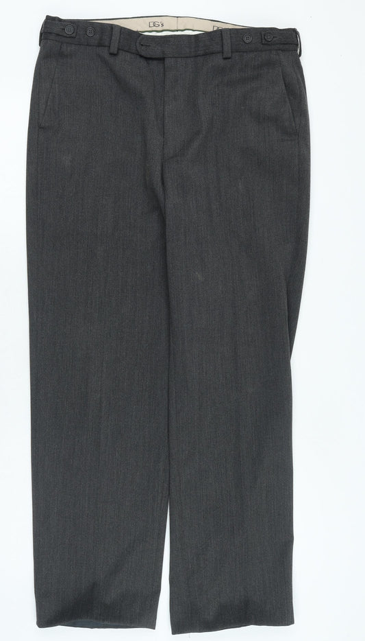 Prestige Mens Grey Polyester Trousers Size 36 in L32 in Regular Button
