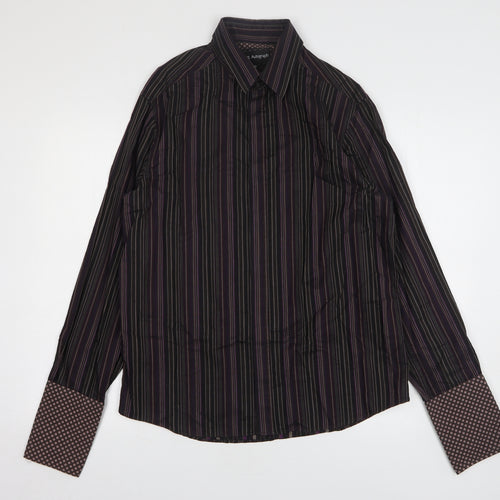 Autograph Mens Multicoloured Striped Cotton Dress Shirt Size M Collared Button