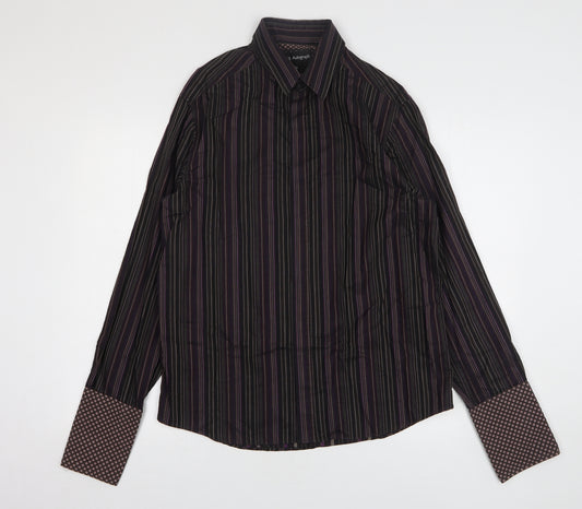 Autograph Mens Multicoloured Striped Cotton Dress Shirt Size M Collared Button