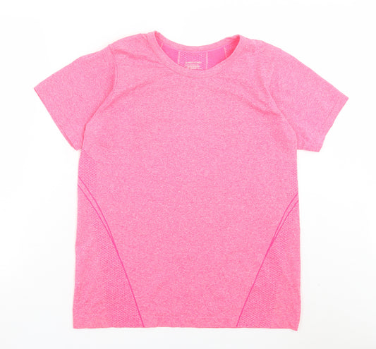 Dunnes Stores Womens Pink Polyester Basic T-Shirt Size L Crew Neck Pullover