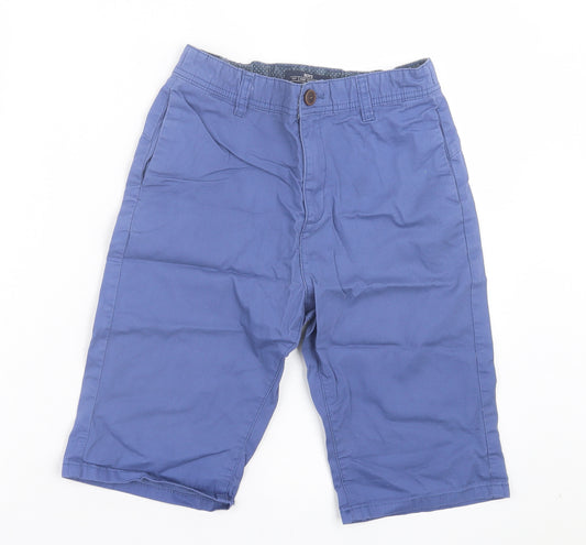 Matalan Boys Blue Cotton Bermuda Shorts Size 12 Years Regular - Button Closure