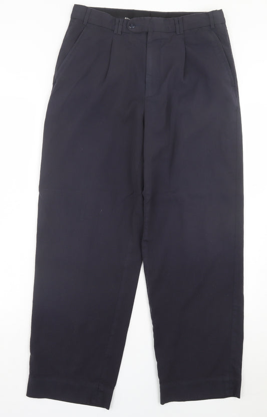 Lancer Mens Blue Wool Trousers Size 34 in L29 in Regular Button