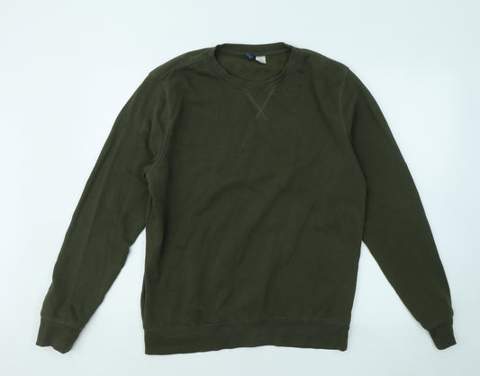 Divided by H&M Mens Green Cotton Pullover Sweatshirt Size M