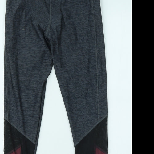 PINK Womens Grey Polyester Compression Leggings Size S L23 in Regular - Colour Block