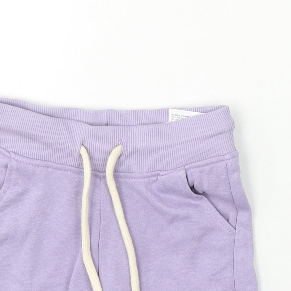 H&M Boys Purple Cotton Sweat Shorts Size 2-3 Years Regular Drawstring