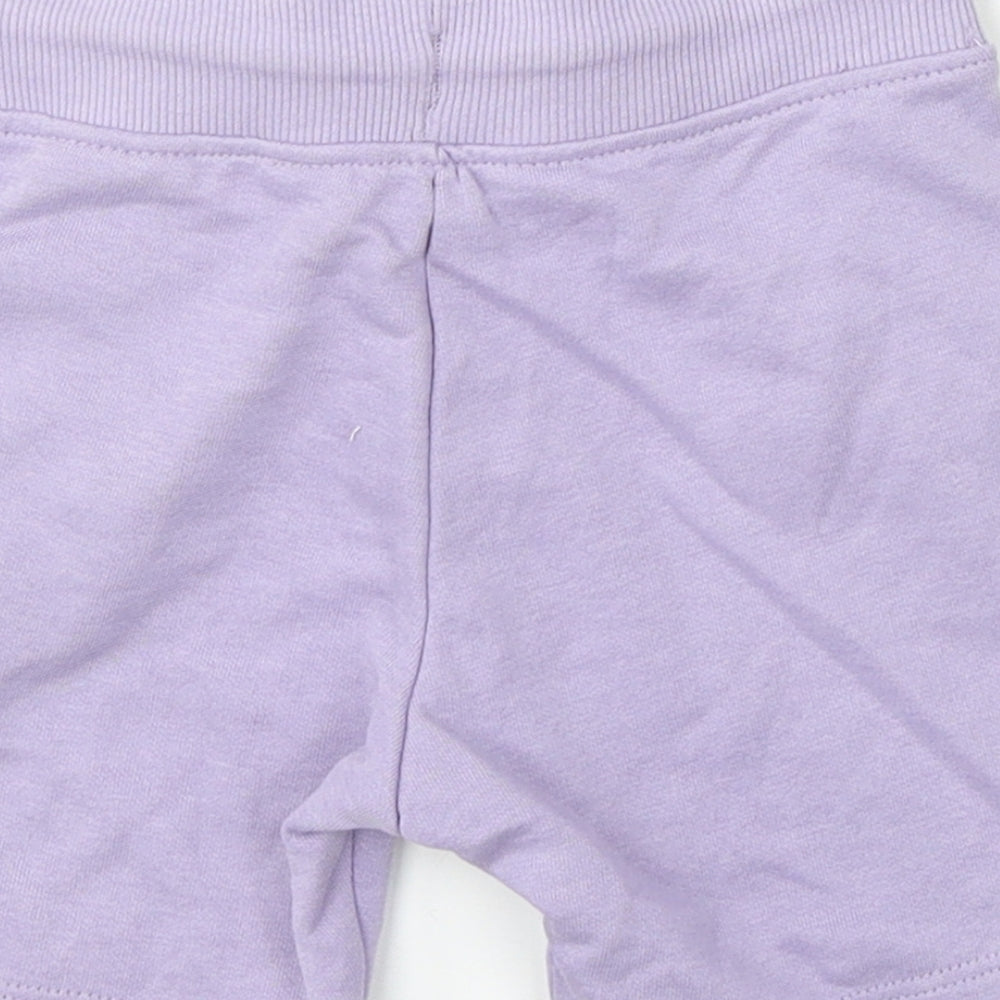 H&M Boys Purple Cotton Sweat Shorts Size 2-3 Years Regular Drawstring