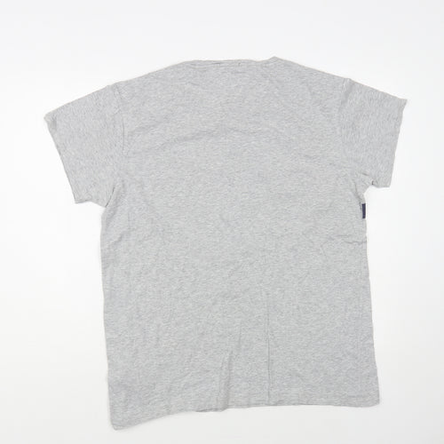 Hilfiger Denim Mens Grey Cotton T-Shirt Size L Crew Neck - Brooklyn