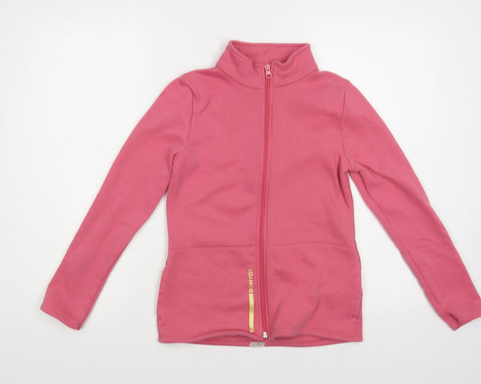 DECATHLON Girls Pink Polyester Full Zip Sweatshirt Size 10 Years Zip