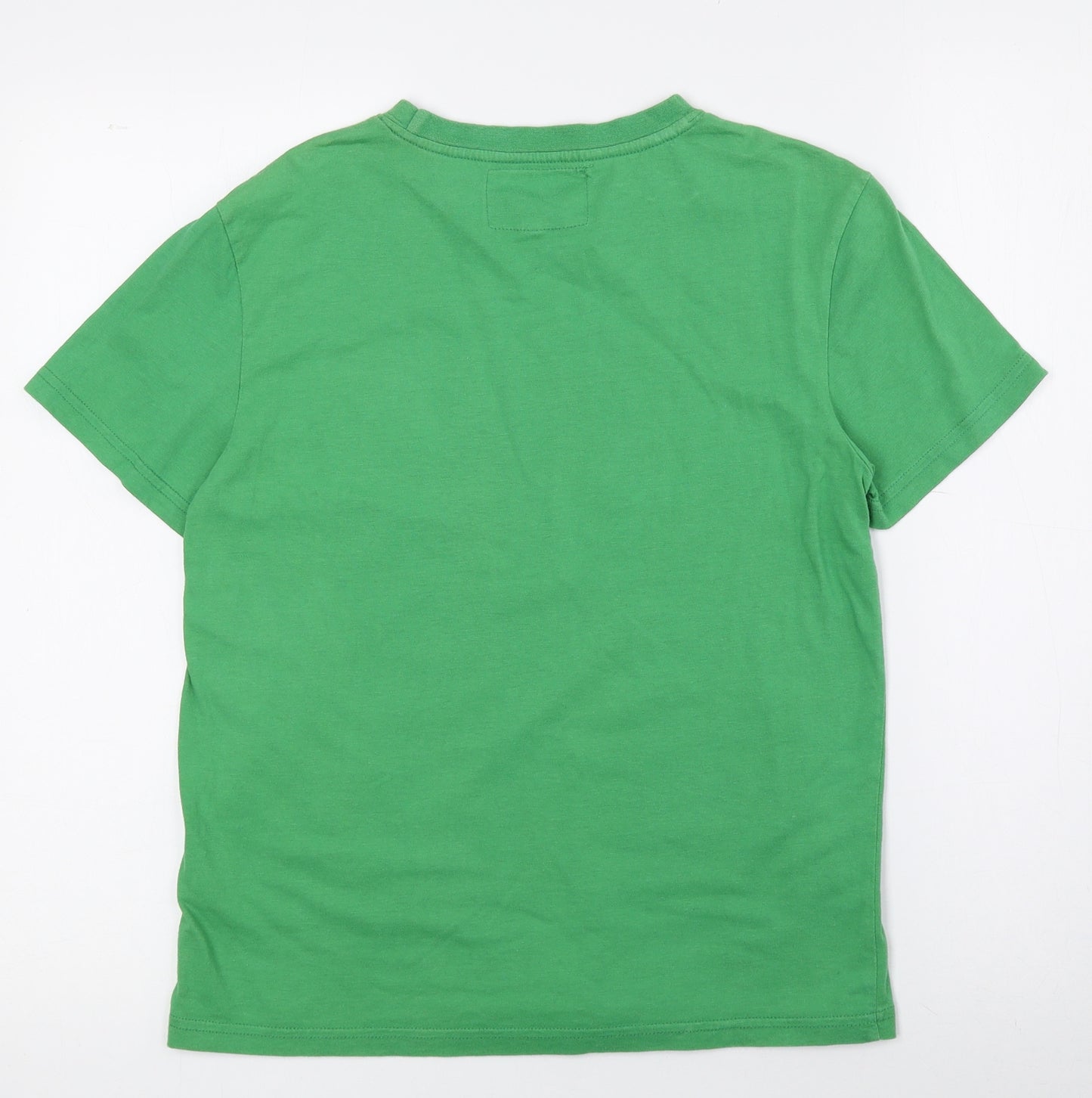 Kangaroo Boys Green Cotton Basic T-Shirt Size 9 Years Crew Neck Pullover - Kangaroos