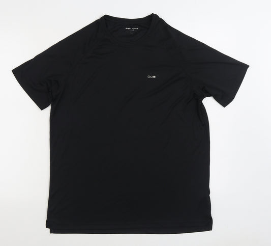 Matalan Mens Black Polyester Basic T-Shirt Size L Round Neck Pullover