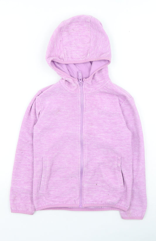 Dunnes Stores Girls Purple Round Neck Polyester Full Zip Jumper Size 8 Years Zip