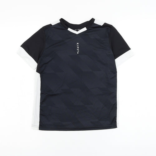 Kipsta Boys Black Polyester Jersey T-Shirt Size 9-10 Years V-Neck Pullover