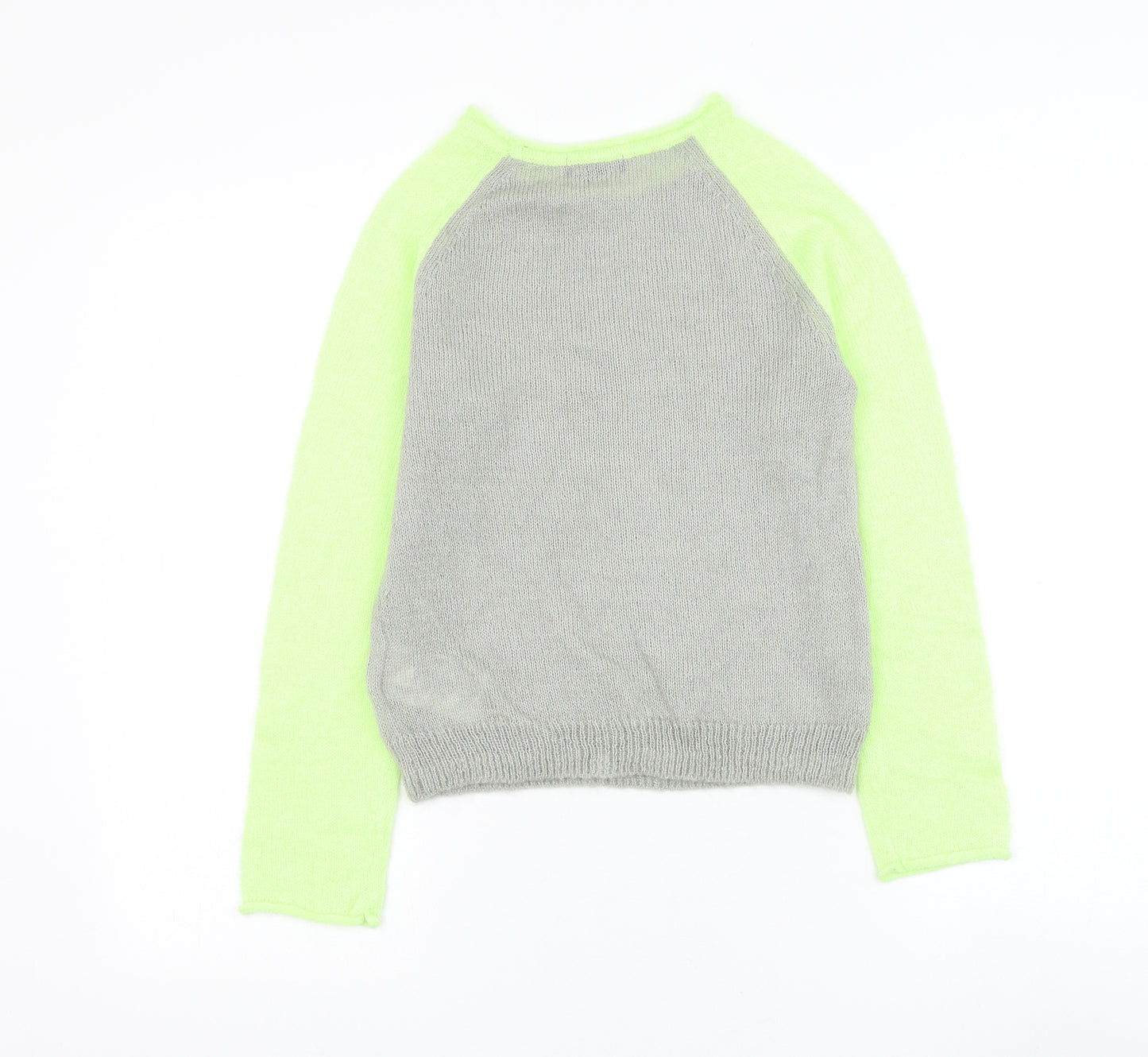 Gap Girls Grey Round Neck Colourblock Acrylic Pullover Jumper Size 10-11 Years Pullover
