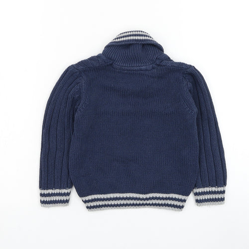 Matalan Boys Blue Roll Neck Cotton Pullover Jumper Size 2-3 Years Pullover