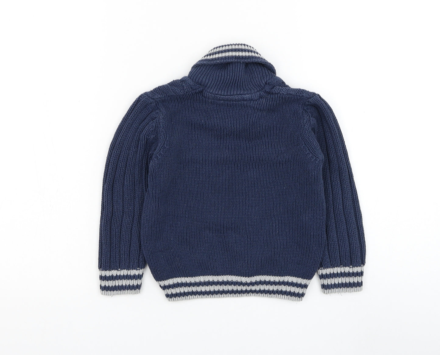 Matalan Boys Blue Roll Neck Cotton Pullover Jumper Size 2-3 Years Pullover