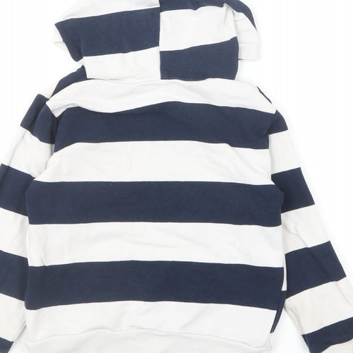 Preworn Boys Blue Striped Cotton Pullover Hoodie Size 2-3 Years Pullover