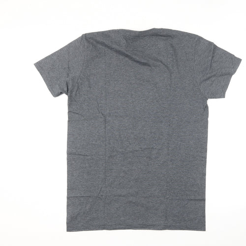 Gildan Mens Grey Cotton T-Shirt Size L Round Neck - Raise The Bar