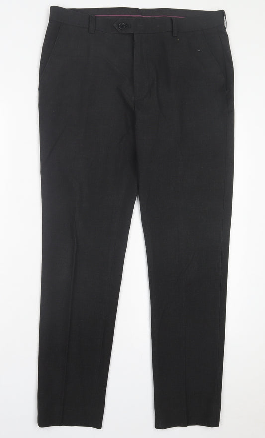 NEXT Mens Grey Polyester Trousers Size 34 in L31 in Regular Button