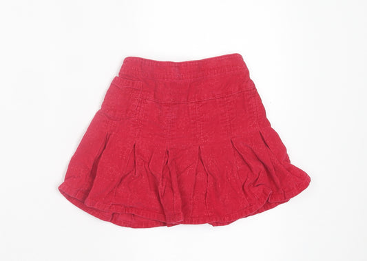 George Girls Red Cotton A-Line Skirt Size 3-4 Years Regular Pull On