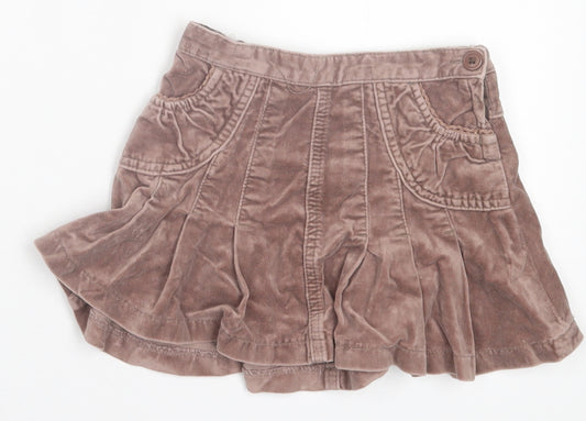 Monsoon Girls Brown Cotton A-Line Skirt Size 3-4 Years Regular Pull On