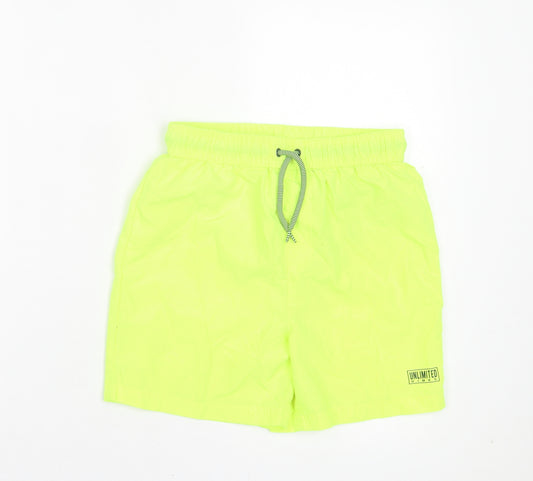 George Boys Yellow Polyester Sweat Shorts Size 10-11 Years Regular Drawstring - Florescent