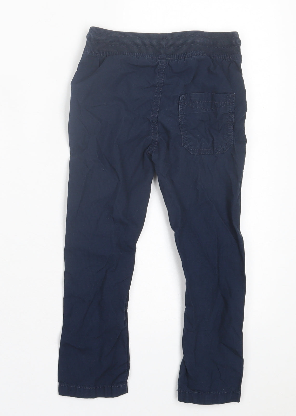Marks and Spencer Boys Blue Cotton Capri Trousers Size 4-5 Years Regular Drawstring
